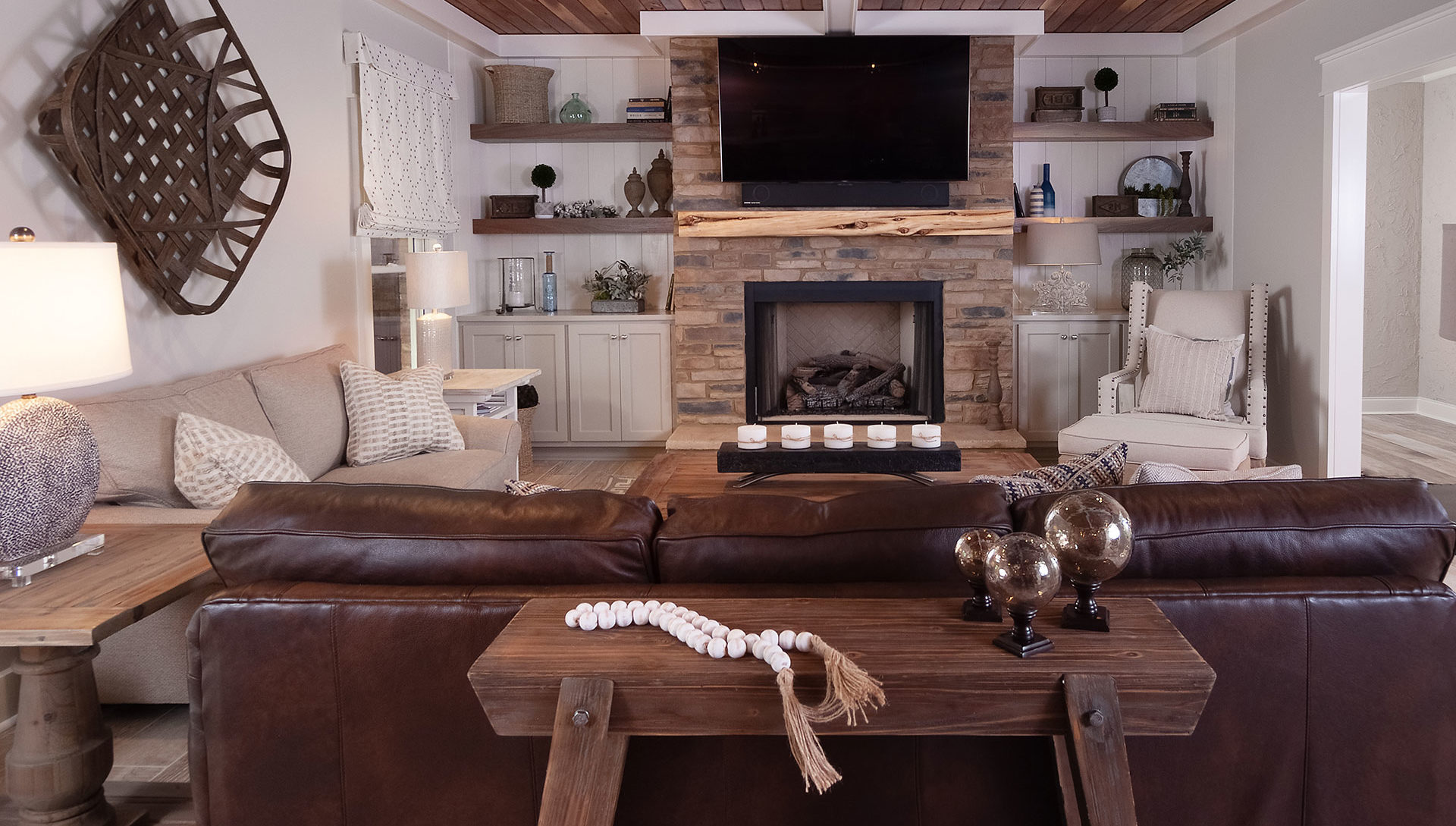 Rustic Living Room Interior Designer Cornelius, NC